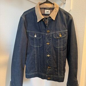 Lee Men's Storm Rider Blanket Lined Denim Jacket with Tan Cord Collar